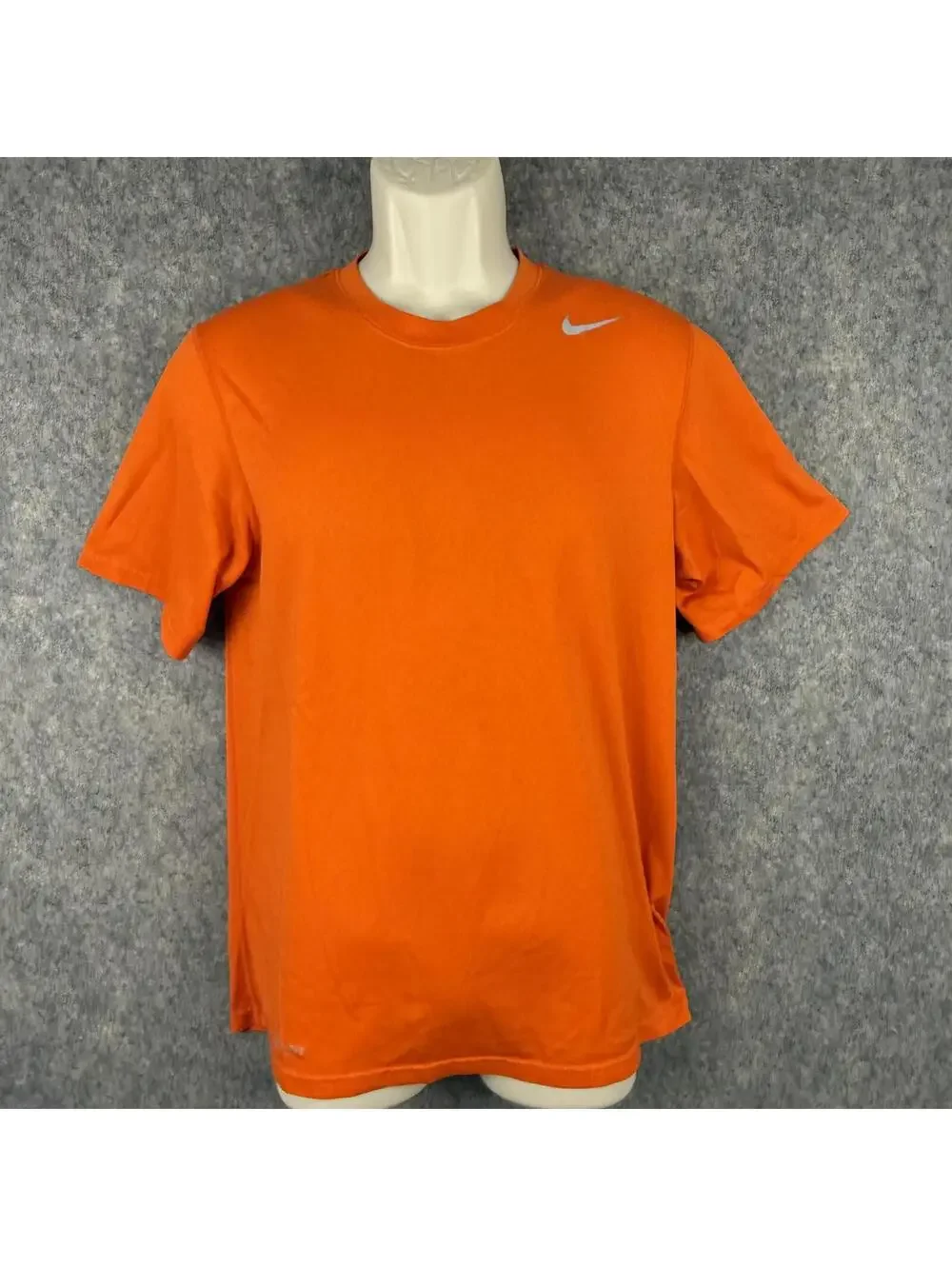Nike Dri-Fit T Shirt Orange Silver Swoosh Workout Running Men Size Small 624